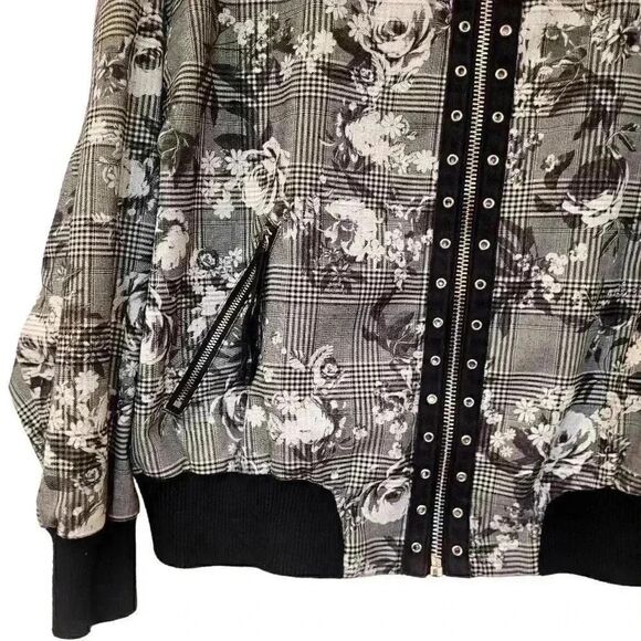 Rachel Roy Women's Black & White Poly/Viscose/Spandex Baldwin Bomber Jacket - Picture 7 of 13